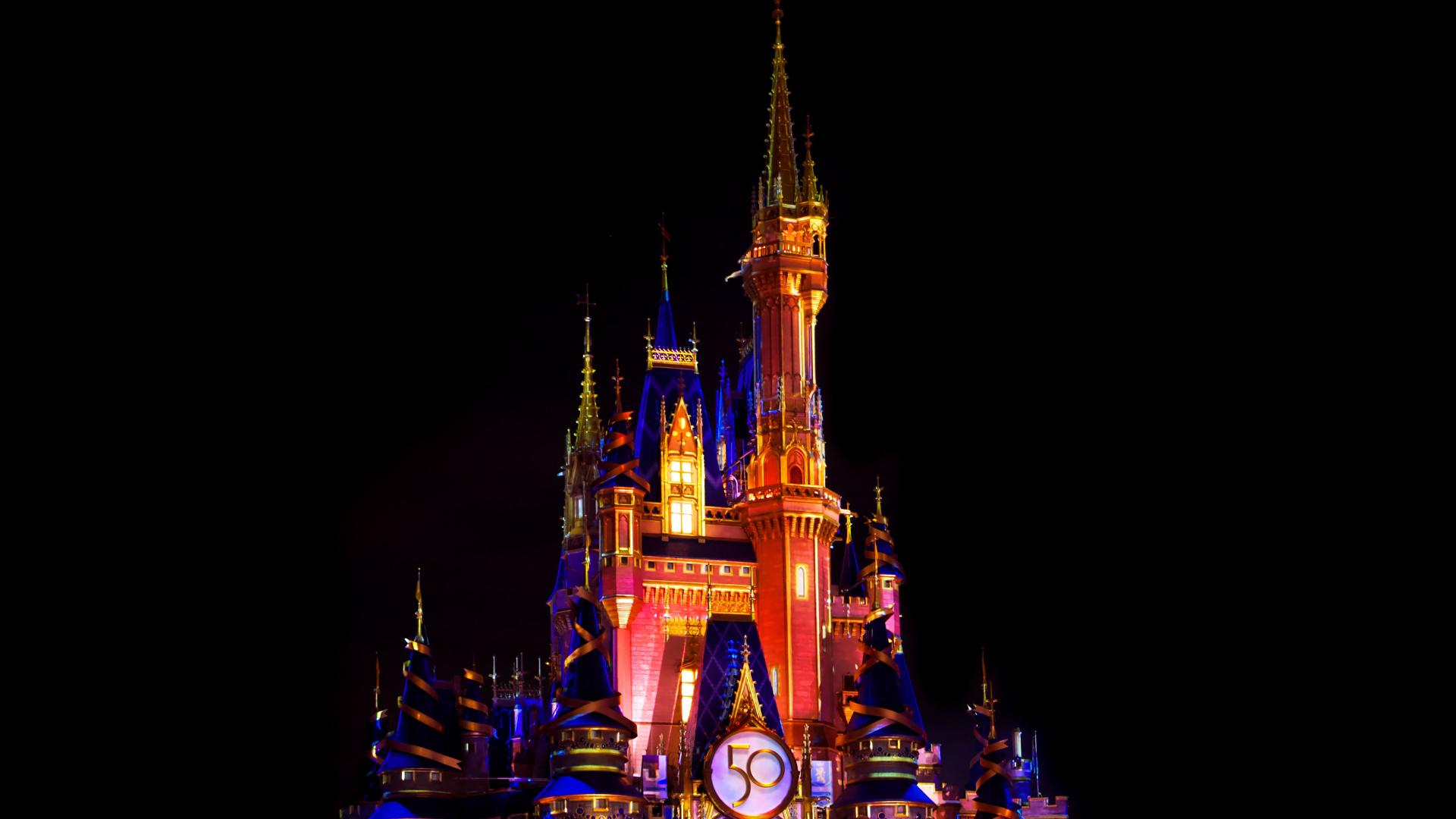 disney world castle at night wallpaper